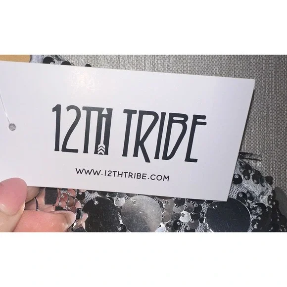 New 12th Tribe Pippa Silver Payette Long Sleeve Mini Dress S - Picture 8 of 12